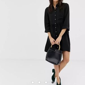 Asos Black Shirt Dress with front pocket NWOT